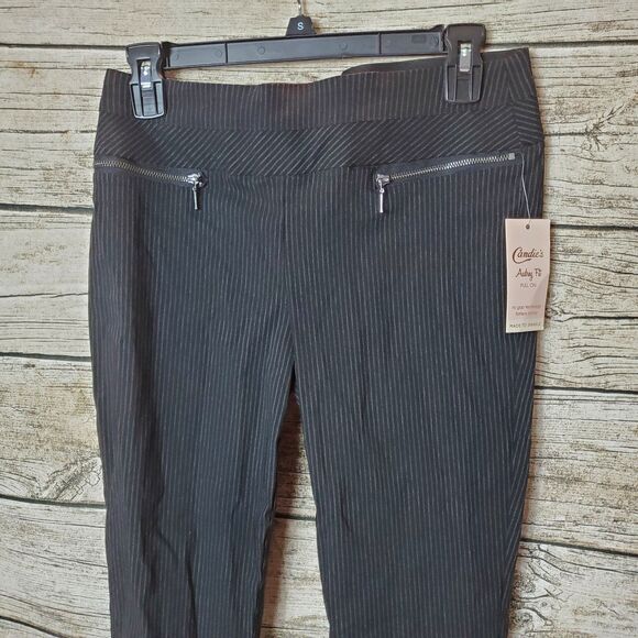 NEW! Candies Black / Grey Audrey Fit Pull On Pants -  Size Medium NWT - Picture 2 of 9